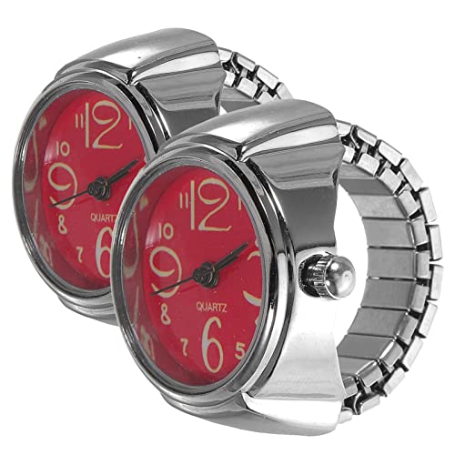 Sosoport 2st Ringuhr. Fingeruhrring Männergeschenke Uhr Klingeln Tragbare Fingeruhr Uhrenringe Für Damen Flip-Uhr Schmuck Ring Ringuhren Quarz-fingeruhr Mädchen Männer Und Frauen Mini-Uhr von Sosoport