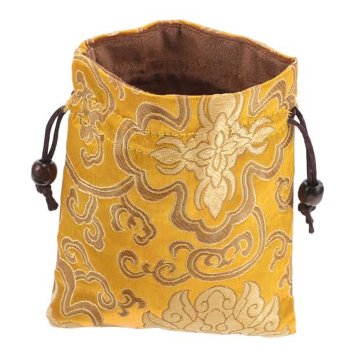 Sosoport Gesangsschalenzug Kosmetiktasche kleine geldbörse Kleiner Beutel mit Kordelzug Glücksgeldbeutel Stickerei Tasche Leere Duftsäckchen bestickte Schmuckbeutel die Seide Yellow von Sosoport