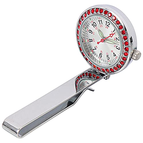 Sosoport Tragbar Uhren Revers Pin- auf Brosche Pocket Brosche Clip FOB Medizinische Watch Pocket Clock Geschenk für Krankenhausärzte Krankenpflege Uhr Silber Taschenuhr von Sosoport