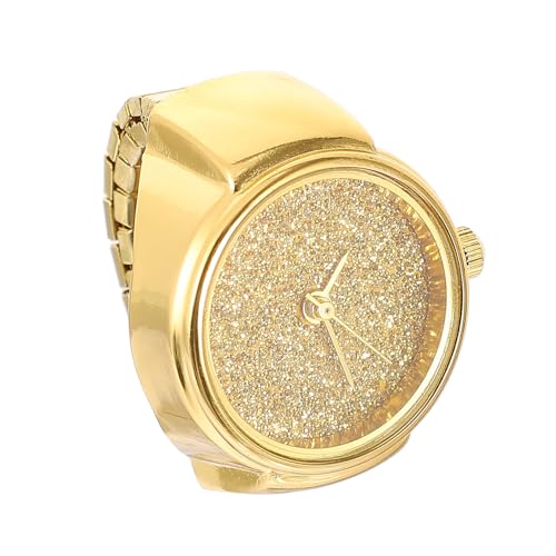 Sosoport Modische Ringuhr mit Glitter Design Elastischem Armband Verstellbar für Damen und Herren Einfacher Zeitanzeige Geeignet für Alltag Partys Dating von Sosoport