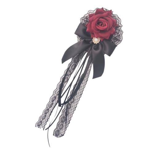 Sosoport Roter Lolita Haarschmuck Rosen Haarspange Gothic Stil Samt Haarklammer für Party Cosplay und Hochzeit Romantische Haarnadel Damen Accessoire Design für Frauen Mädchen von Sosoport