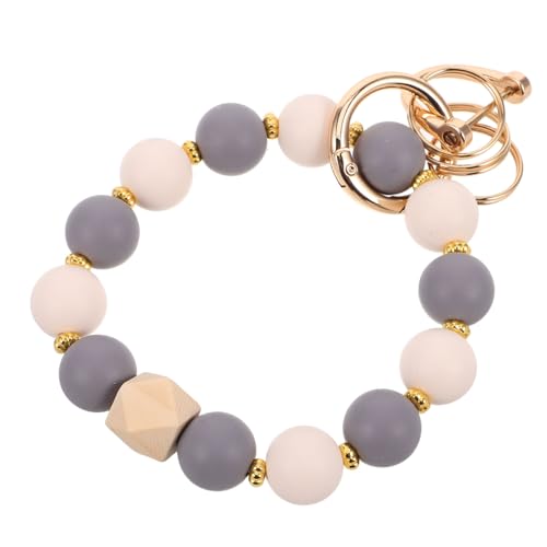 Sosoport Silikon Schlüsselanhänger Armband mit Farbigen Perlen Robustes Beaded Wristlet für Frauen Vielseitiger Auto Haus Schlüsselhalter Modisches Accessoire für Alltag und von Sosoport