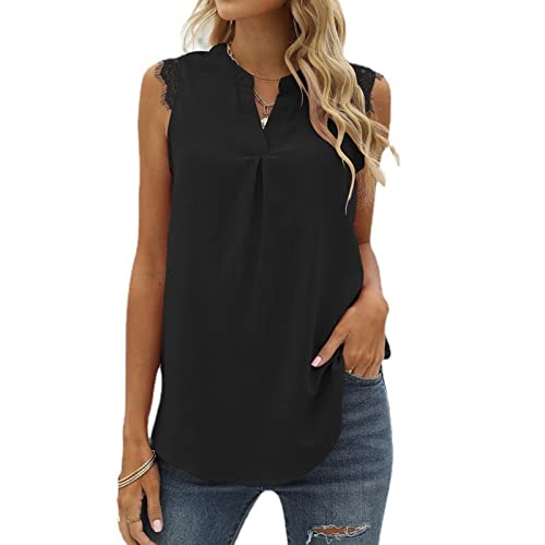 Damen Sommer Blusen & Shirts Ärmellos Elegant Chiffon Oberteile Lang Weste Tops Casual Lose Tank Tops, Schwarz , X-Large von SotRong