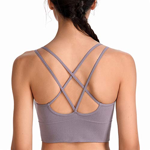 SotRong Damen BH mit gekreuztem Rücken, gepolsterter Sport-BH, mittlere Belastung, für Fitnessstudio, Yoga, Laufen, sexy Crop Top für Gilr Teens Gr. M, Huizi von SotRong