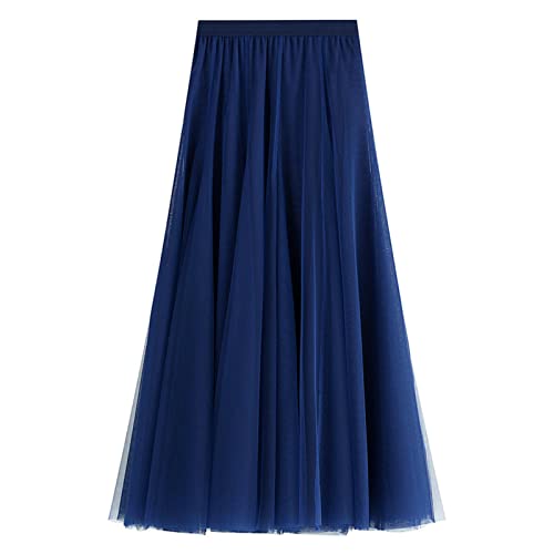 SotRong Tüllrock Lang Damen Elegant Elastisch Hohe Taille Mesh Plissee Maxirock Ballett Hochzeit Party Abschlussball Sommerrock Blau SotRong Tüllrock Lang Damen Elegant Elastisch Hohe Taille Mesh Plissee Maxirock Ballett Hochzeit Party Abschlussball Sommerrock Blau von SotRong