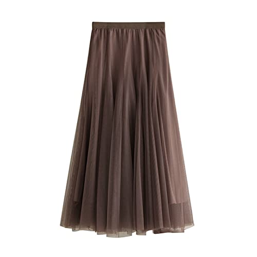 SotRong Tüllrock Lang Damen Elegant Elastisch Hohe Taille Mesh Plissee Maxirock Ballett Hochzeit Party Abschlussball Sommerrock Braun SotRong Tüllrock Lang Damen Elegant Elastisch Hohe Taille Mesh Plissee Maxirock Ballett Hochzeit Party Abschlussball Sommerrock Braun von SotRong
