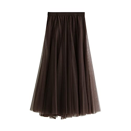 SotRong Tüllrock Lang Damen Elegant Elastisch Hohe Taille Mesh Plissee Maxirock Ballett Hochzeit Party Abschlussball Sommerrock Coffee SotRong Tüllrock Lang Damen Elegant Elastisch Hohe Taille Mesh Plissee Maxirock Ballett Hochzeit Party Abschlussball Sommerrock Coffee von SotRong