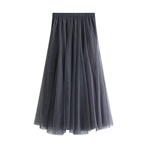 SotRong Tüllrock Lang Damen Elegant Elastisch Hohe Taille Mesh Plissee Maxirock Ballett Hochzeit Party Abschlussball Sommerrock Grau SotRong Tüllrock Lang Damen Elegant Elastisch Hohe Taille Mesh Plissee Maxirock Ballett Hochzeit Party Abschlussball Sommerrock Grau von SotRong