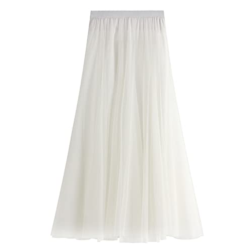 SotRong Tüllrock Lang Damen Elegant Elastisch Hohe Taille Mesh Plissee Maxirock Ballett Hochzeit Party Abschlussball Sommerrock Weiß SotRong Tüllrock Lang Damen Elegant Elastisch Hohe Taille Mesh Plissee Maxirock Ballett Hochzeit Party Abschlussball Sommerrock Weiß von SotRong