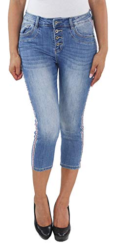 Damen 7/8 Skinny Jeans 3/4 Capri Bemuda Hose Hüftjeans Stretchjeans Sommer Blau von Sotala