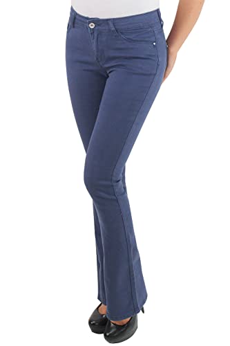 Damen Bootcut Hose Schlaghose Schlagjeans Hüftjeans Flared Jeans Blau 38 (M) Blau von Sotala