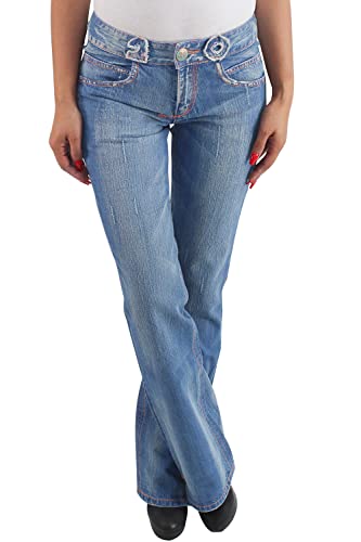 Damen Bootcut Hose Schlaghose Schlagjeans Hüftjeans Flared Jeans Blau 38 (M) von Sotala