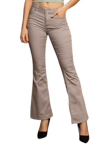 Damen Bootcut Hose Schlaghose Schlagjeans Hüftjeans Hüfthose Flared Jeans in Grau von Sotala