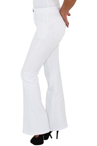 Damen Bootcut Hose Schlaghose Schlagjeans Hüftjeans Hüfthose Flared Jeans in Weiß von Sotala