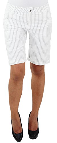 Damen Business Stoff Stretch Capri Kurze 3/4 Jeans Hose Shorts Bemuda Hüft Sommer Weiß XS/34 von Sotala