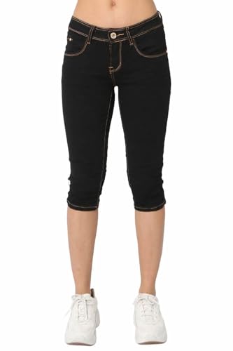 Damen Capri 3/4 Bemuda Jeans Stretchjeans Kurze Hose Shorts Hüfthose Sommer Schwarz von Sotala