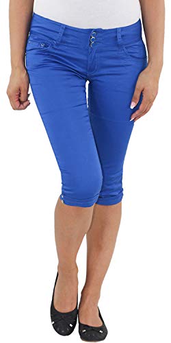 Damen Capri 3/4 Shorts Sommerhose Bermuda Hose Kurze Stretch Hüft Jeans Blau 36 (S) von Sotala