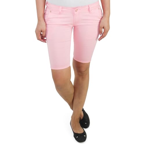 Damen Capri 3/4 Shorts Sommerhose Bermuda Hose Kurze Stretch Hüft Jeans Rosa von Sotala