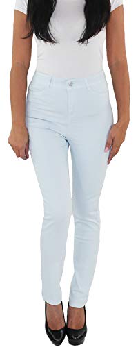 Damen High Waist Jeans Hose Skinny Stretch Slim Fit Röhren Hochschnitt Hellblau 38 (M) von Sotala