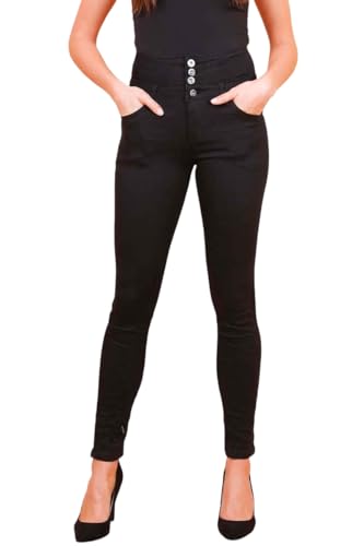 Damen High Waist Skinny Jeans Corsagenhose Röhren Slim Fit Hose Stretchjeans 4 Knopf Hochbund von Sotala