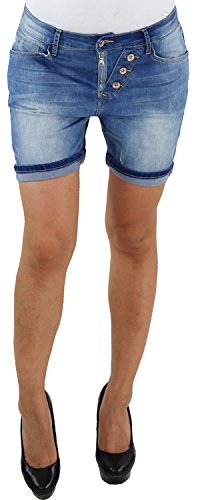 Damen Hotpants Hot Pants Jeans Shorts Kurze Hose Capri Hüft Stretch Bermuda Sommer Blau B177-Blau M/38 von Sotala