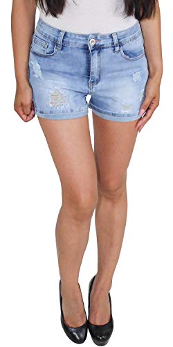 Damen Hotpants Kurze Hose Jeans Short Sommerhose Hüftjeans Stretchjeans Blau von Sotala