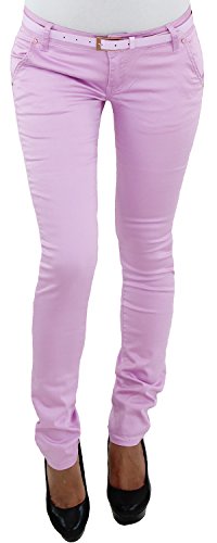 Damen Hüft Jeans Hose mit Gürtel Skinny Stretch Slim Fit Röhre Röhrenjeans A 34 (XS) von Sotala