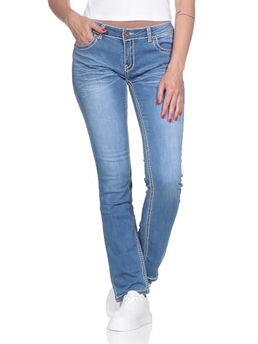 Damen Jeans Hose Hüftjeans Gerades Bein Bootcut Gerader Schnitt Dicke Naht Blau bis Übergröße XXXXL 4XL von Sotala