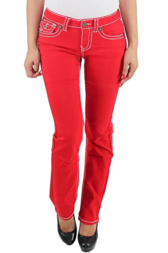 Damen Jeans Hose Hüftjeans Gerades Bein Dicke Naht Gerader Schnitt Bootcut 36 (S) von Sotala