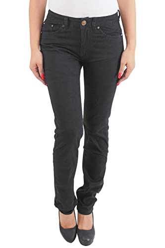 Damen Jeans Hose mit Blumenmuster gerder Schnitt Straight gerades Bein Stretch Schwarz von Sotala