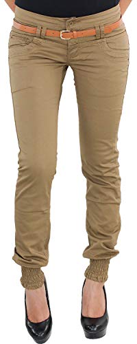 Damen Jeans Hüfthose Damenjeans Hüftjeans Röhrenjeans Röhrenhose Röhre Stretch Skinny Slim Fit Hose mit Gürtel DQ987-15 L/40 von Sotala