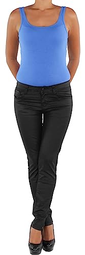 Damen Kunstlederhose Röhrenhose Bikerhose Damenhose Leder Look Hose Röhre Schwarz 36 von Sotala