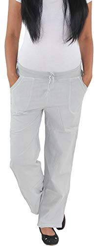 Damen Leinenhose Baggy Hüfthose Sommerhose Harem Pluder Pump Strand Grau 38 (M) von Sotala