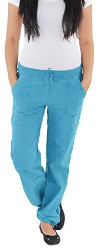 Damen Leinenhose Baggy Hüfthose Sommerhose Harem Pluder Pump Strand Türkis 40 (L) von Sotala