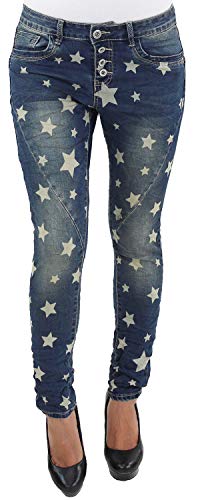 Damen Röhre Röhrenjeans Blaue Skinny Jeans Hüft Stretch Slim Fit Hose Sterne A M/38 von Sotala