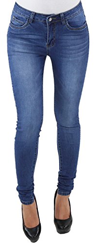 Damen Röhrenjeans Skinny Slim Fit Hose Röhrenhose Hüft Stretch Jeans Blau HS3337 M/38 von Sotala