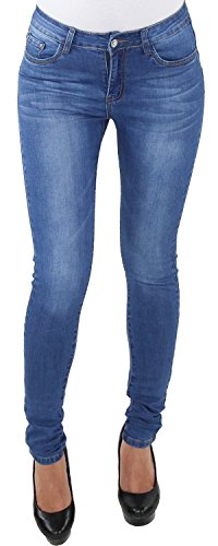 Damen Röhrenjeans Skinny Slim Fit Hose Röhrenhose Hüft Stretch Jeans Blau HS3338 M/38 von Sotala