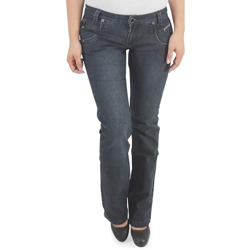 Damen Schlaghose Bootcut Jeans Hose Hüftjeans Stretchjeans Flared Weites Bein Blau von Sotala