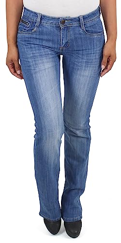 Damen Schlaghose Bootcut Jeans Schlagjeans Hose Flared Hüftjeans Stretchjeans Blau von Sotala