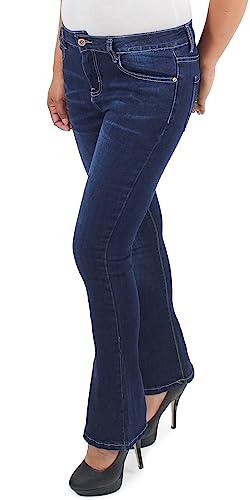 Damen Schlaghose Bootcut Jeans Schlagjeans Hose Flared Hüftjeans Stretchjeans Blau von Sotala