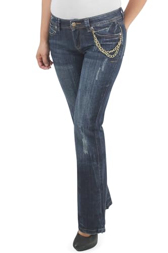 Damen Schlaghose Bootcut Jenas Hose Hüftjeans Stretchjeans Flared Weites Bein mit Seitenstreifen von Sotala