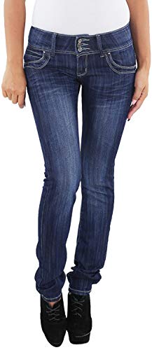 Damen Skinny Hose Hüftjeans Röhrenjeans Hüfthose Slim Fit Jeans Blau 34 (XS) von Sotala