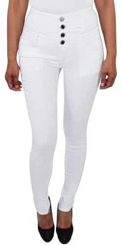 Damen Skinny Jeans High Waist Röhrenjeans Corsagenhose Slim Fit Hose Stretchhose 4 Knopf Weiss von Sotala