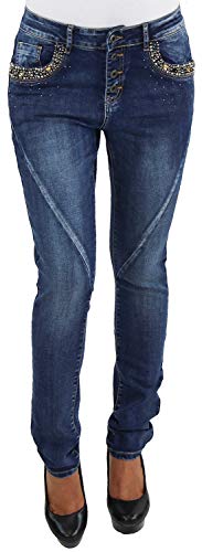 Damen Skinny RÖHREN Stretch HÜFT Jeans BLAU Hose Slim FIT RÖHRENJEANS HÜFTJEANS A 36 (S) von Sotala