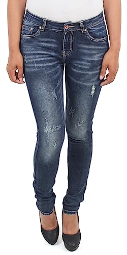 Damen Skinny Rise Hose Hüftjeans Low Waist Röhrenjeans Hüfthose Slim Fit Jeans mit Rissen Blau von Sotala