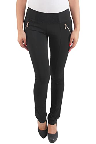 Damen Skinny Röhren Jeggings Leggings Treggings Stoffhose Hüfthose Stretchhose 38 (M) Schwarz von Sotala