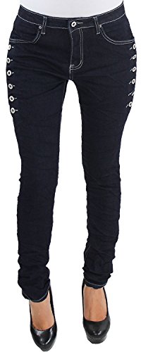 Damen Skinny Slim Fit Röhren Jeans Hose Stretch Hüft Baggy Damenjeans Blau 901 90127-2 S/36 von Sotala