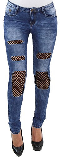 Damen Slim FIT Skinny RÖHREN Stretch HÜFT Jeans Hose BLAU RÖHRENJEANS HÜFTJEANS M-6233 XL/42 von Sotala