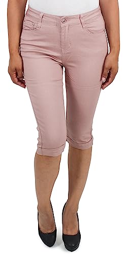 Damen Stretch Capri Kurze 3/4 Hose Shorts Bemuda Hüfthose Sommerhose in Rose von Sotala