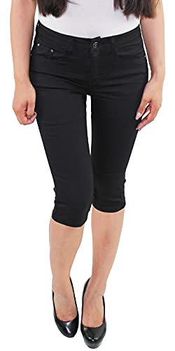 Damen Stretch Capri Kurze 3/4 Hose Shorts Bemuda Hüfthose Sommerhose in Schwarz und Weiss von Sotala